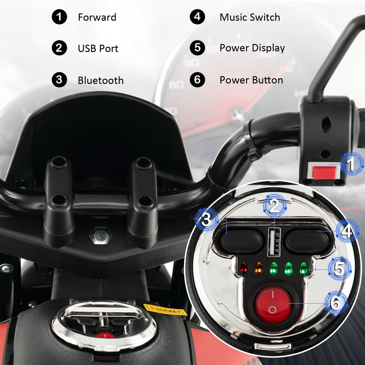 GYMAX Kids Electric Motorbike, 12V Aprilia Licensed Battery Powered Ride on Motorcycle