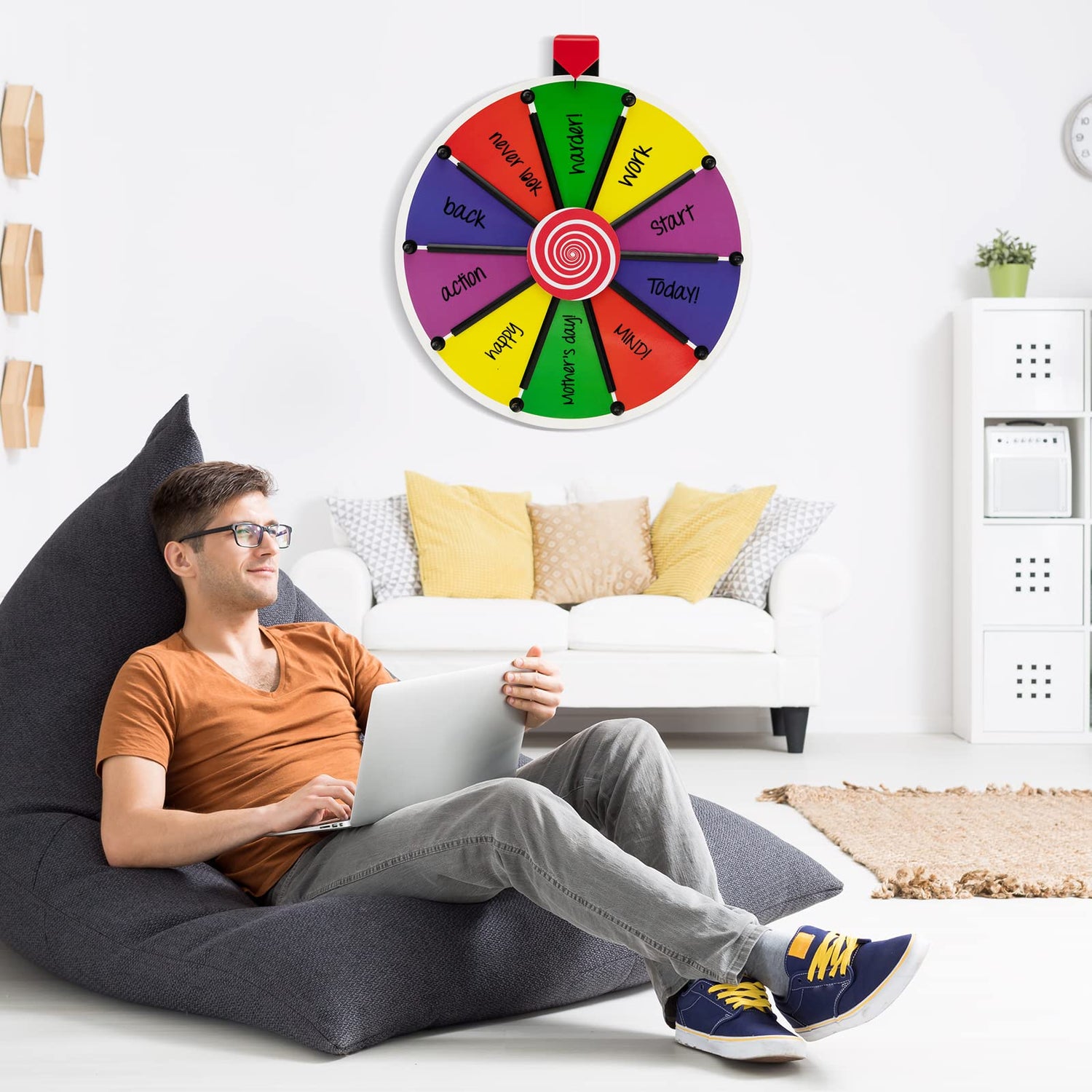 15" Wall Mounted Spinning Game with 10 Slots 2 Suction Cups