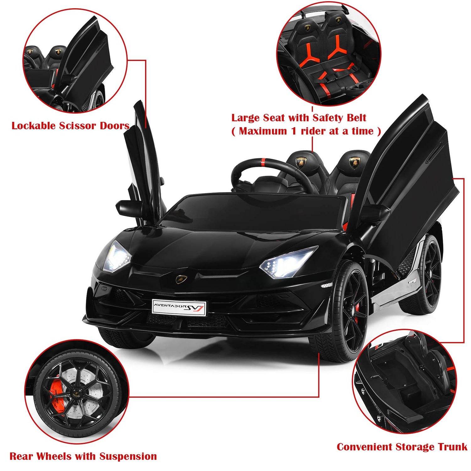 GYMAX Kids Ride on Car, 12V Children Electric Vehicle with Remote Control, MP3/ USB/TF