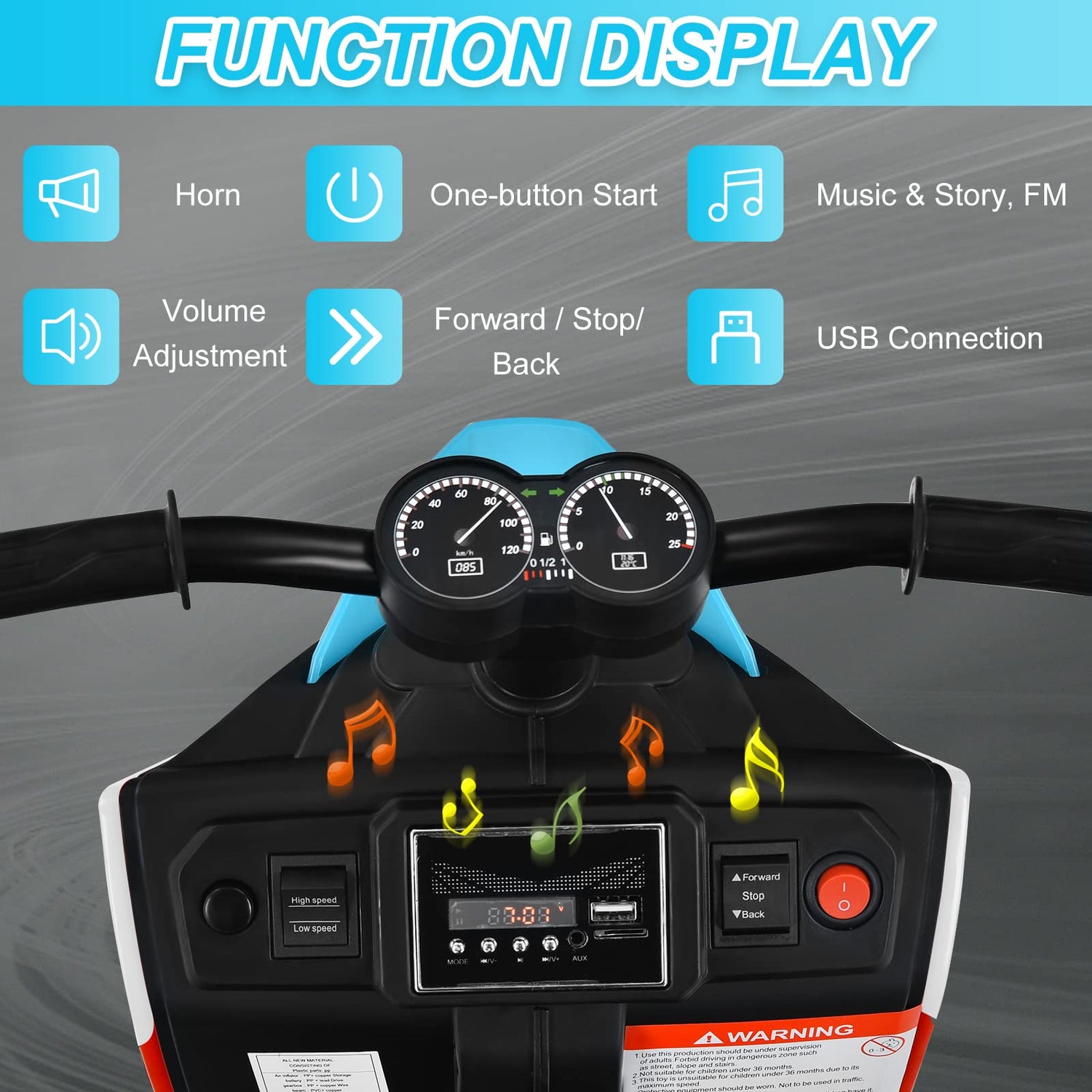 GYMAX Kids Electric Motorbike, 6V Battery Powered Ride on Motorcycle with Lights