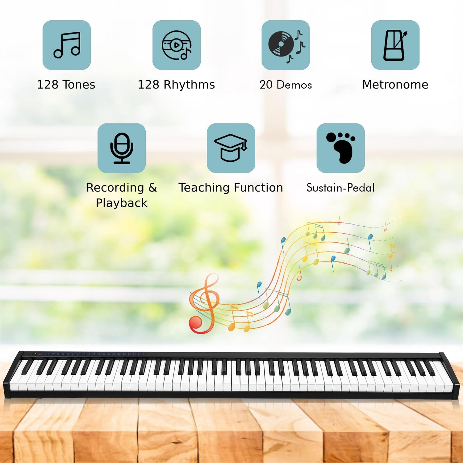 GYMAX 88 Keys Digital Piano, Portable Keyboard Piano