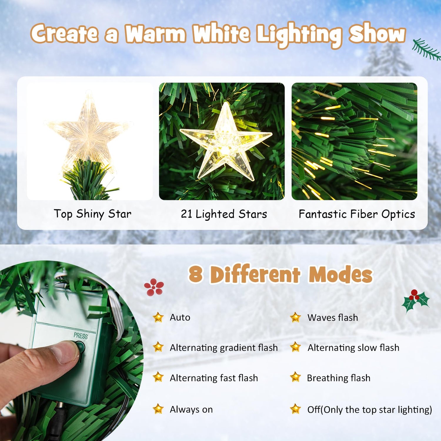 GYMAX 5 FT Fiber Optic Artificial Christmas Tree with 180 Branch Tips