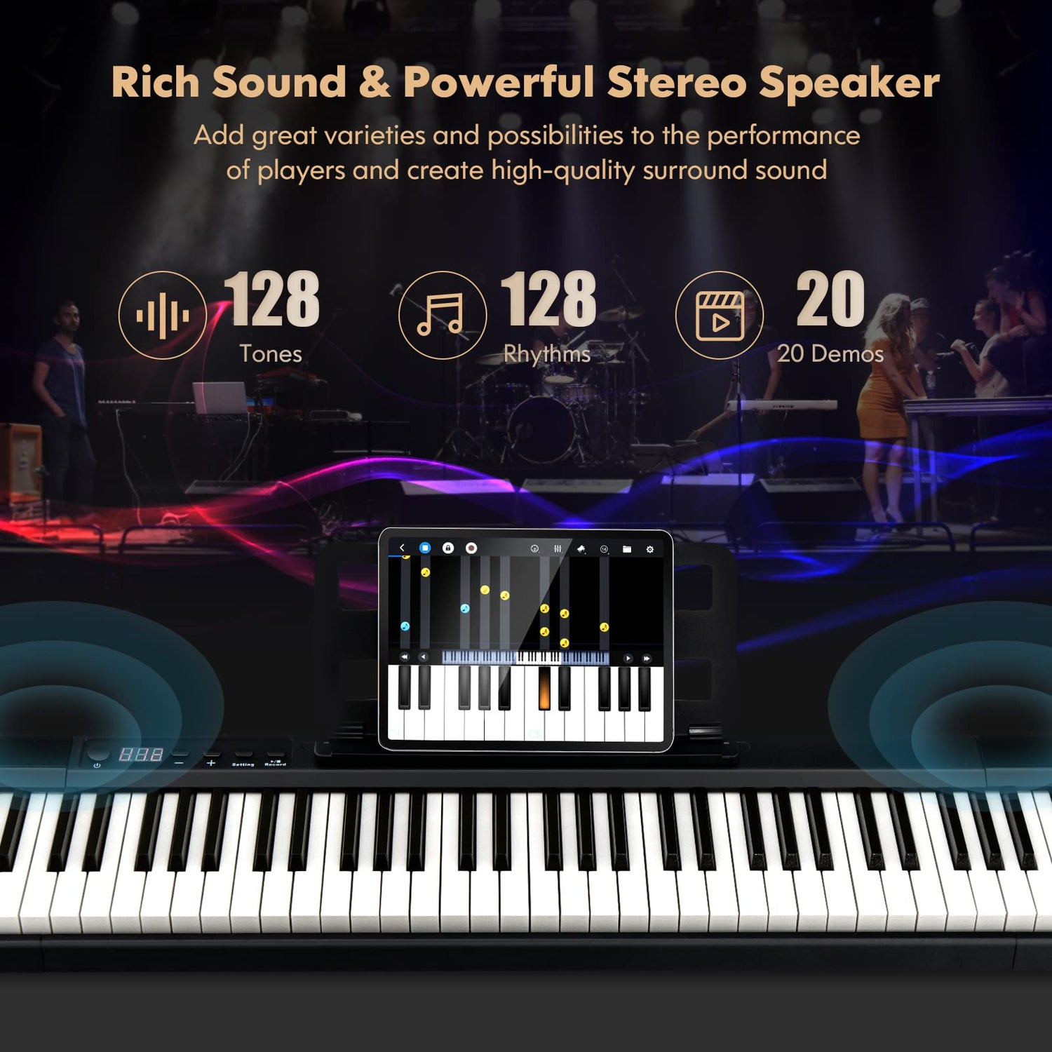 GYMAX 88 Keys Digital Piano Portable Electronic Keyboard with Bluetooth