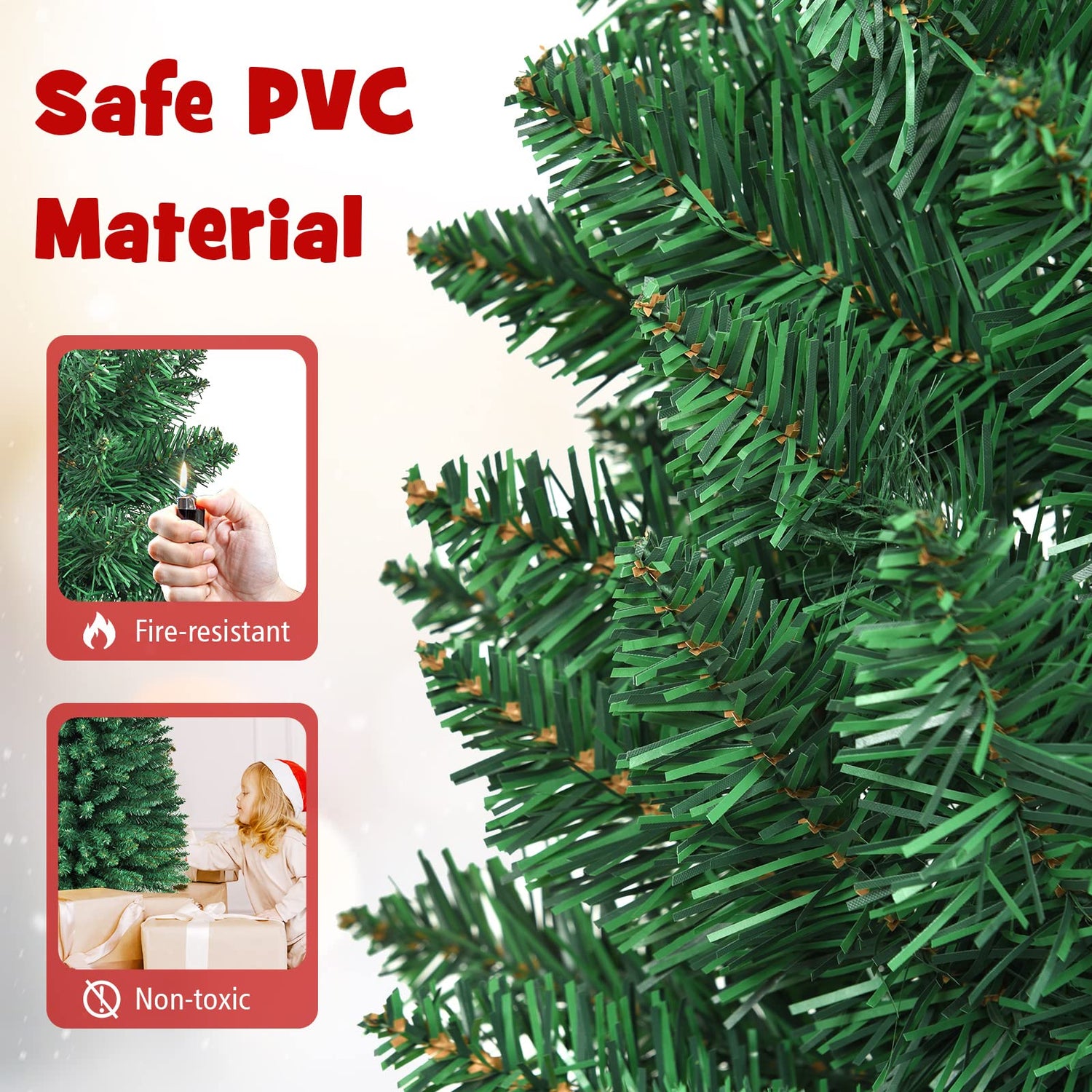 GYMAX 5FT Green Pencil Slim Christmas Tree Christmas Decoration