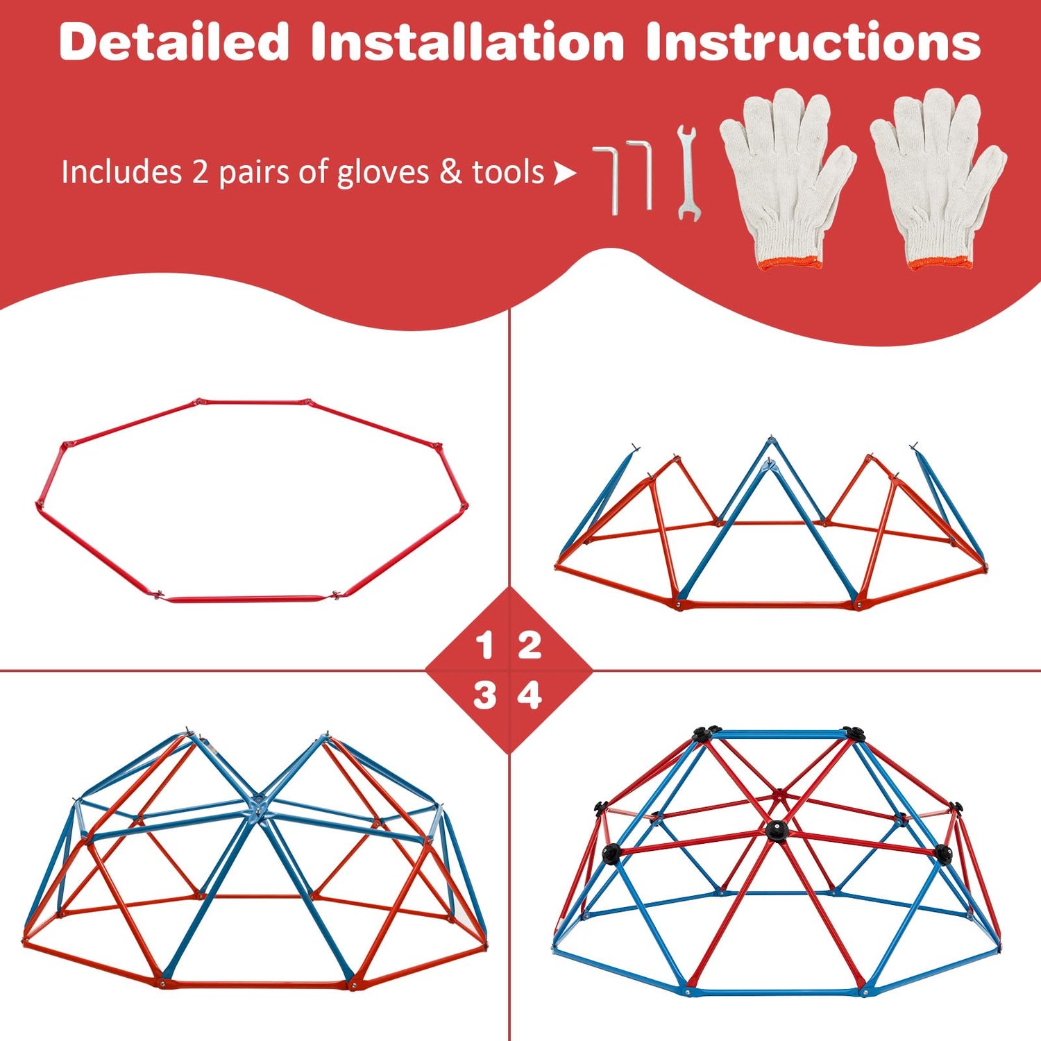 GYMAX Dome Climber, Kids Climbing Set