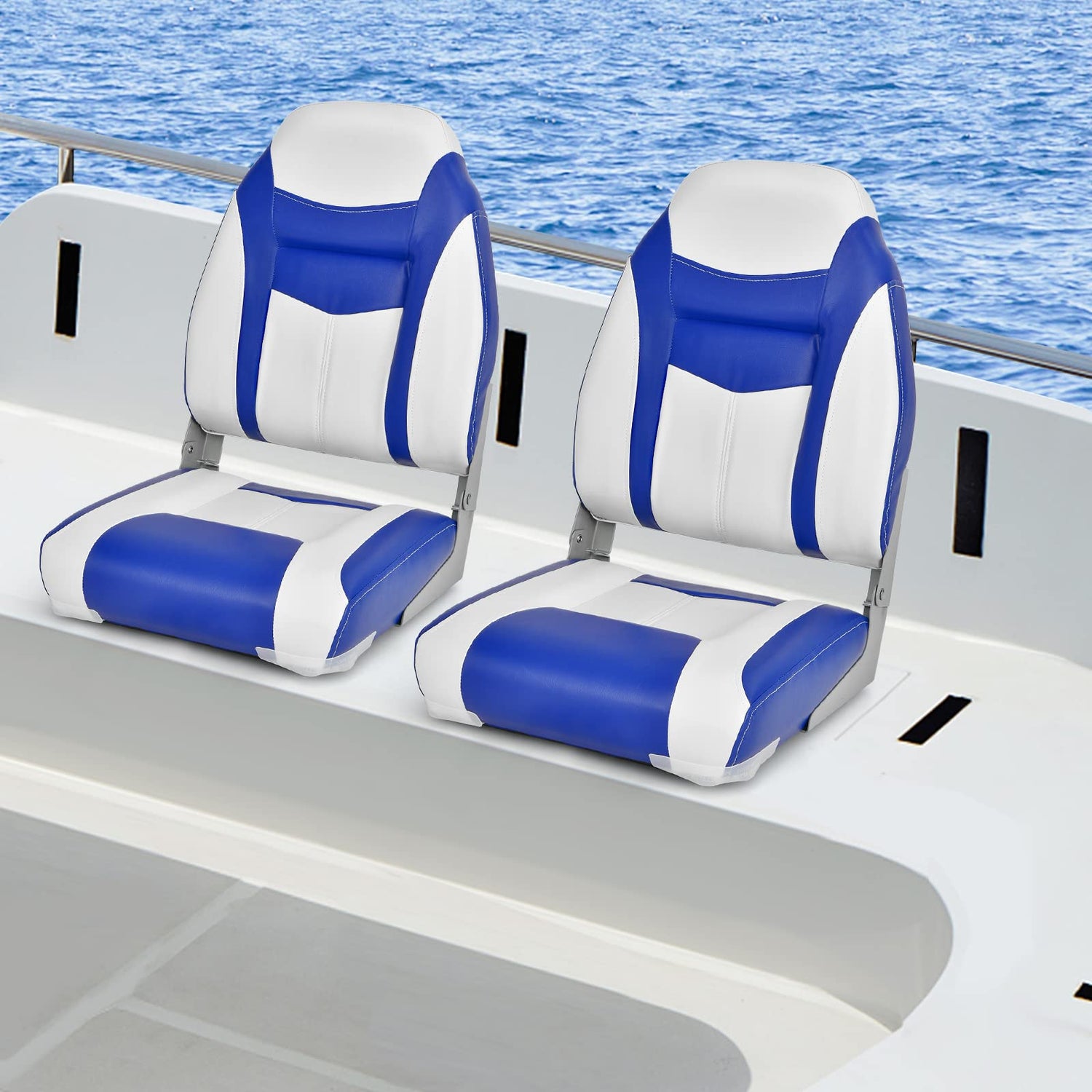 GYMAX Folding Boat Seat with High-density Sponge