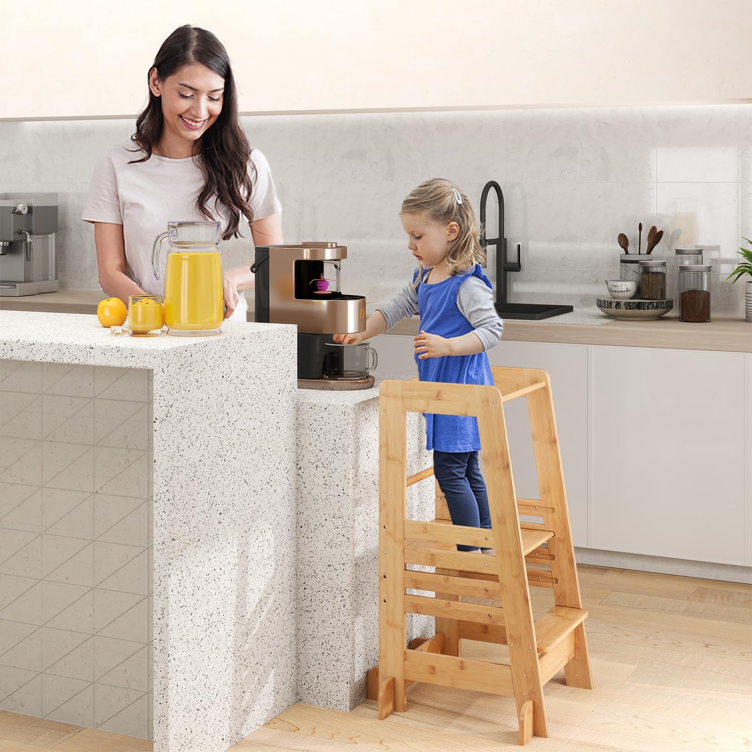 GYMAX Kids Step Stool with Height Adjustable Platform