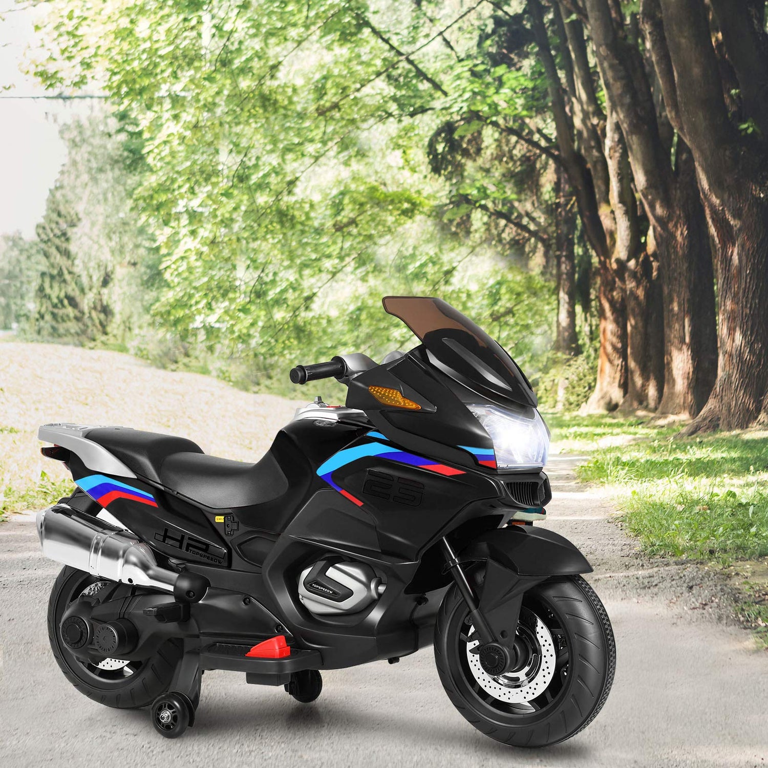 GYMAX 12V Children Electric Motorbike with Training Wheels