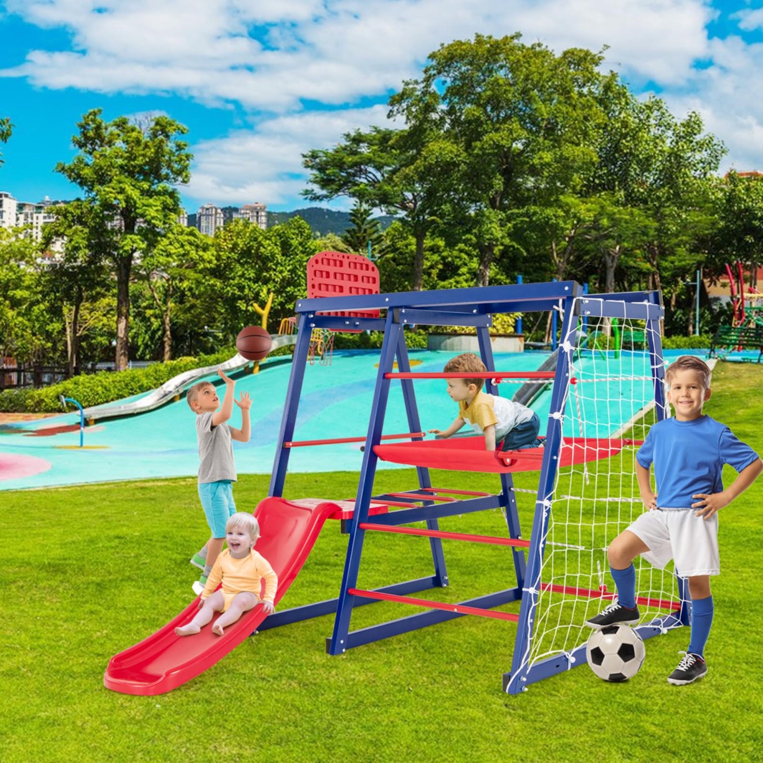 GYMAX 7 in 1 Kids  Heavy Duty Metal Toddler Climber Set