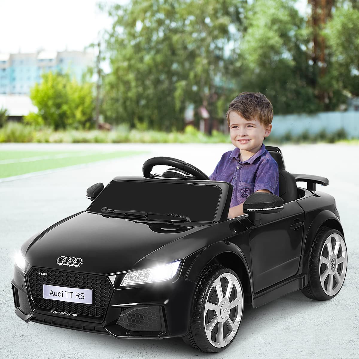 GYMAX Kids Ride on Car, 12V Battery Powered Licensed Audi Car with Remote Control