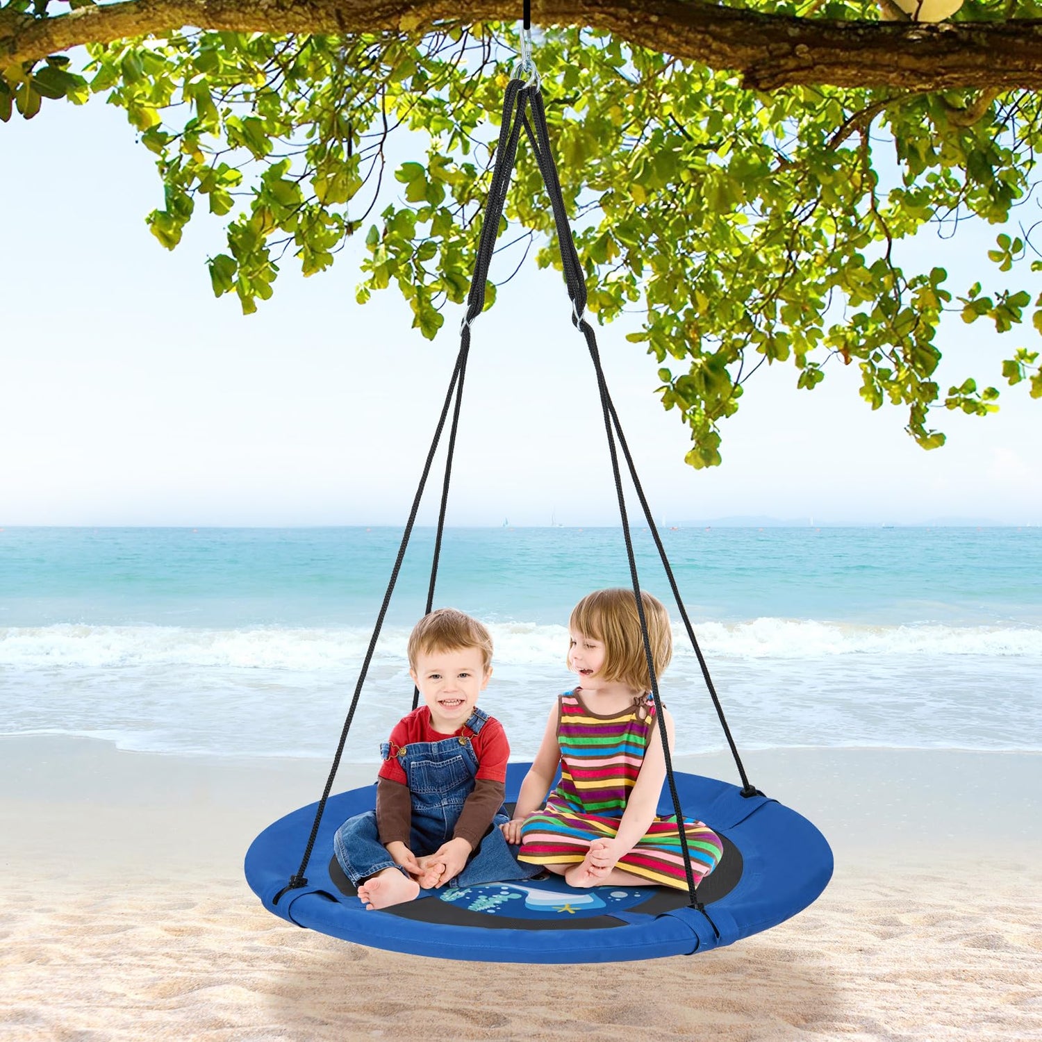 GYMAX Kids Nest Swing with Height Adjustable Hanging Ropes