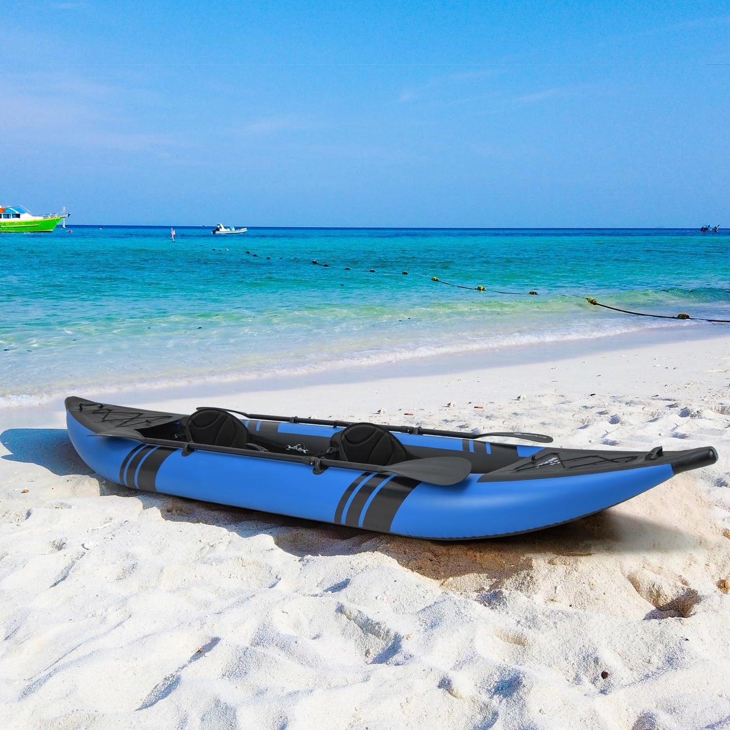 GYMAX 2-Person Inflatable Boat with Aluminum Oars