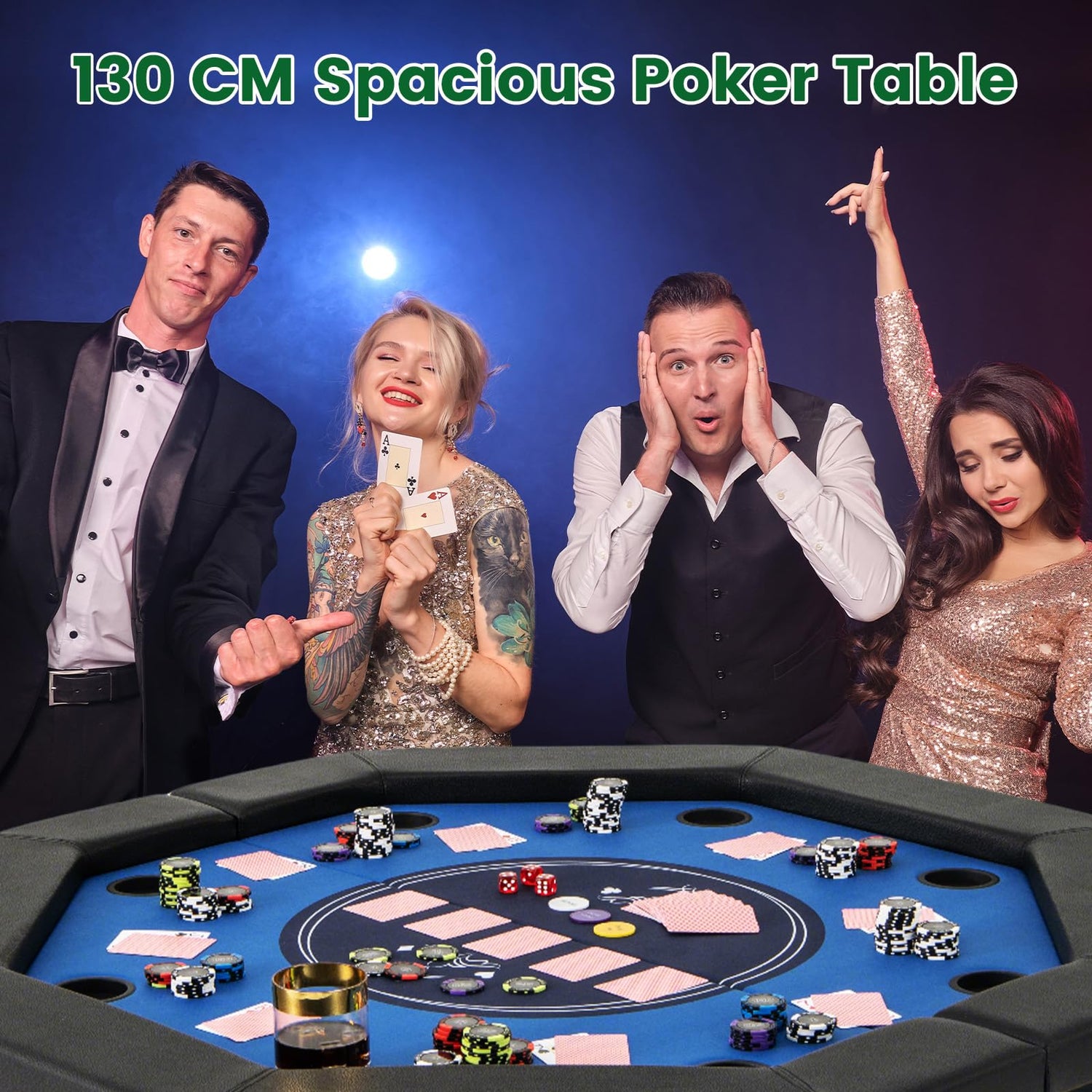 GYMAX 1.3M/48 Inches Foldable Poker Table