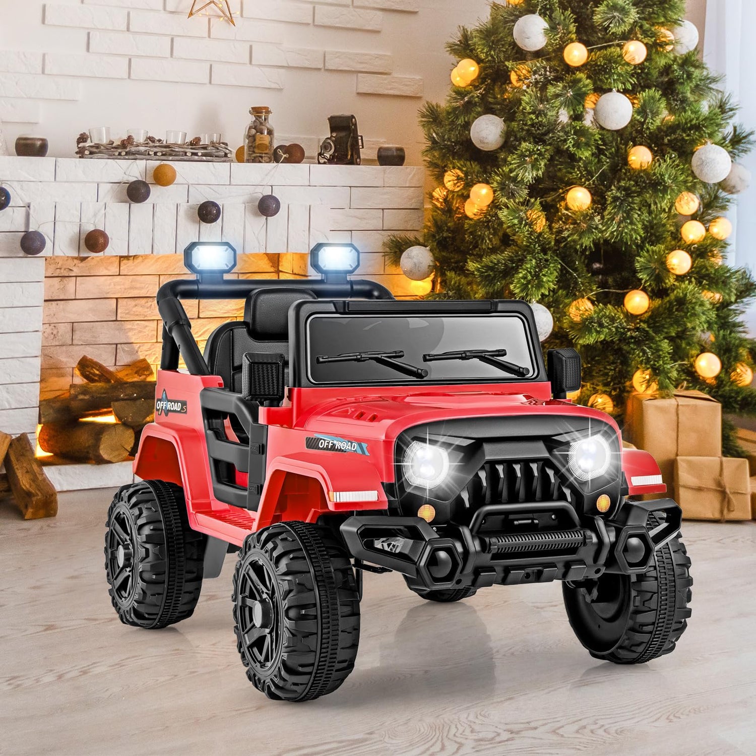 GYMAX Kids Ride on Car, 12V Battery Powered Toy Car with Remote Control, Lights, Music