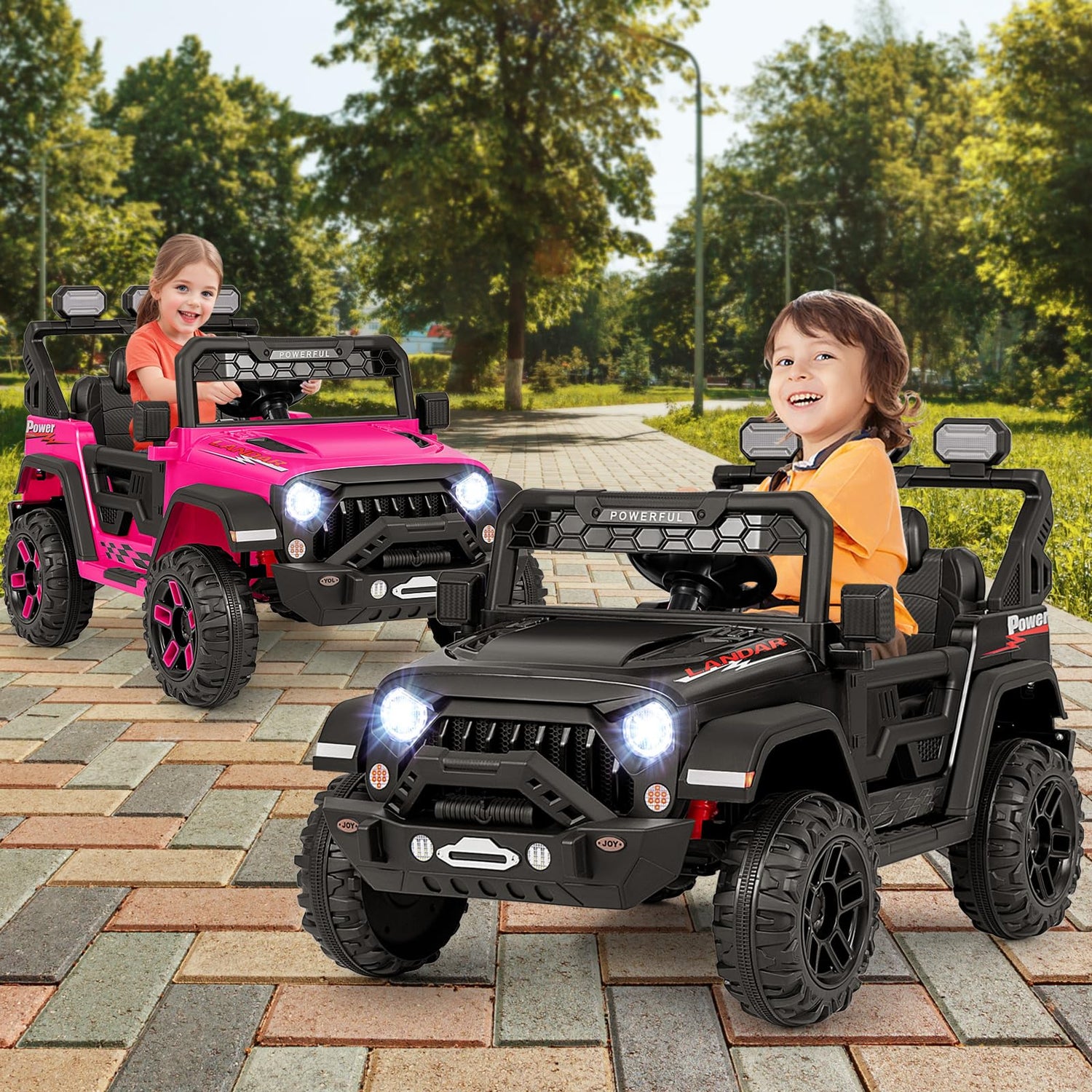 GYMAX 12V Kids Ride on Car, Children Electric Off Road Truck with Remote Control, Light, Music, Wireless Connection