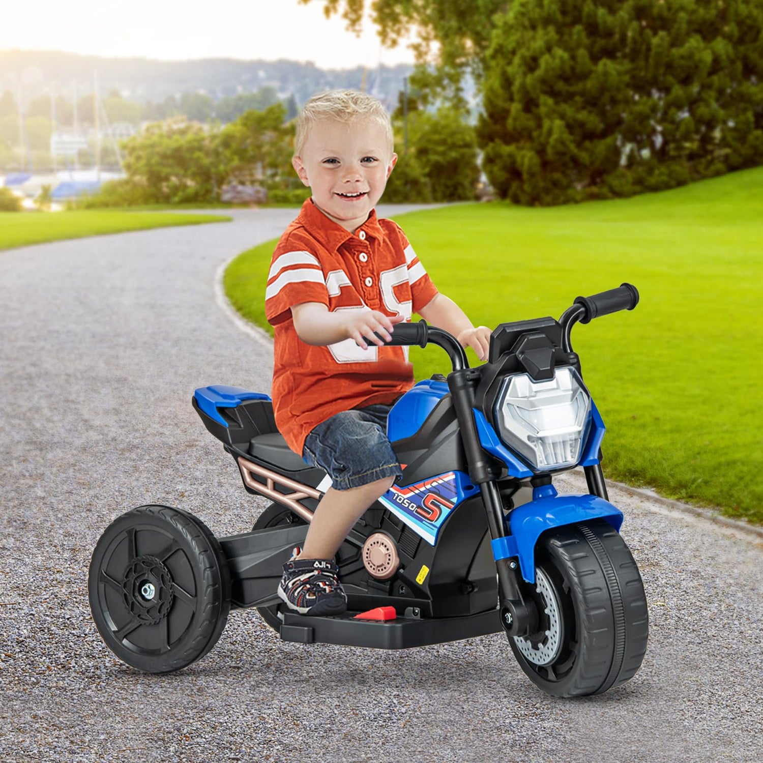 GYMAX Kids Electric Motorbike, 6V Toddler Ride on Motorcycle with 2/3-Wheel Modes